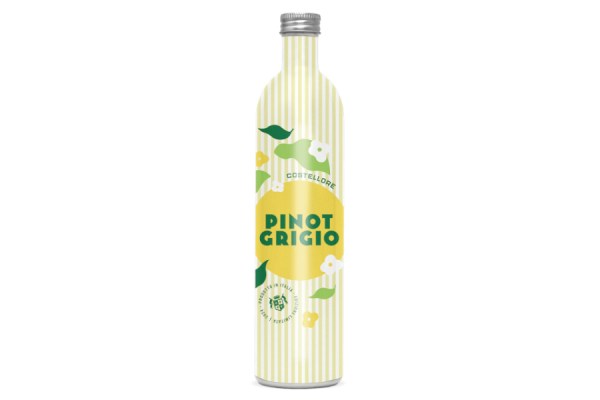 Retailer Aldi UK has introduced a new alumiumun wine bottle for its Costellore Pinot Grigio brand, which it says will help reduce supply chain emissions and encourage recycling.