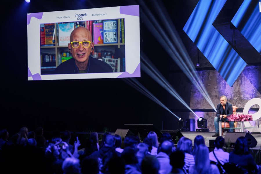 Author, strategist and marketing guru Seth Godin took part in a live video interview at Impact Day 2025 in Tallinn, Estonia, in conversation with entrepreneur Eric Edmeades.