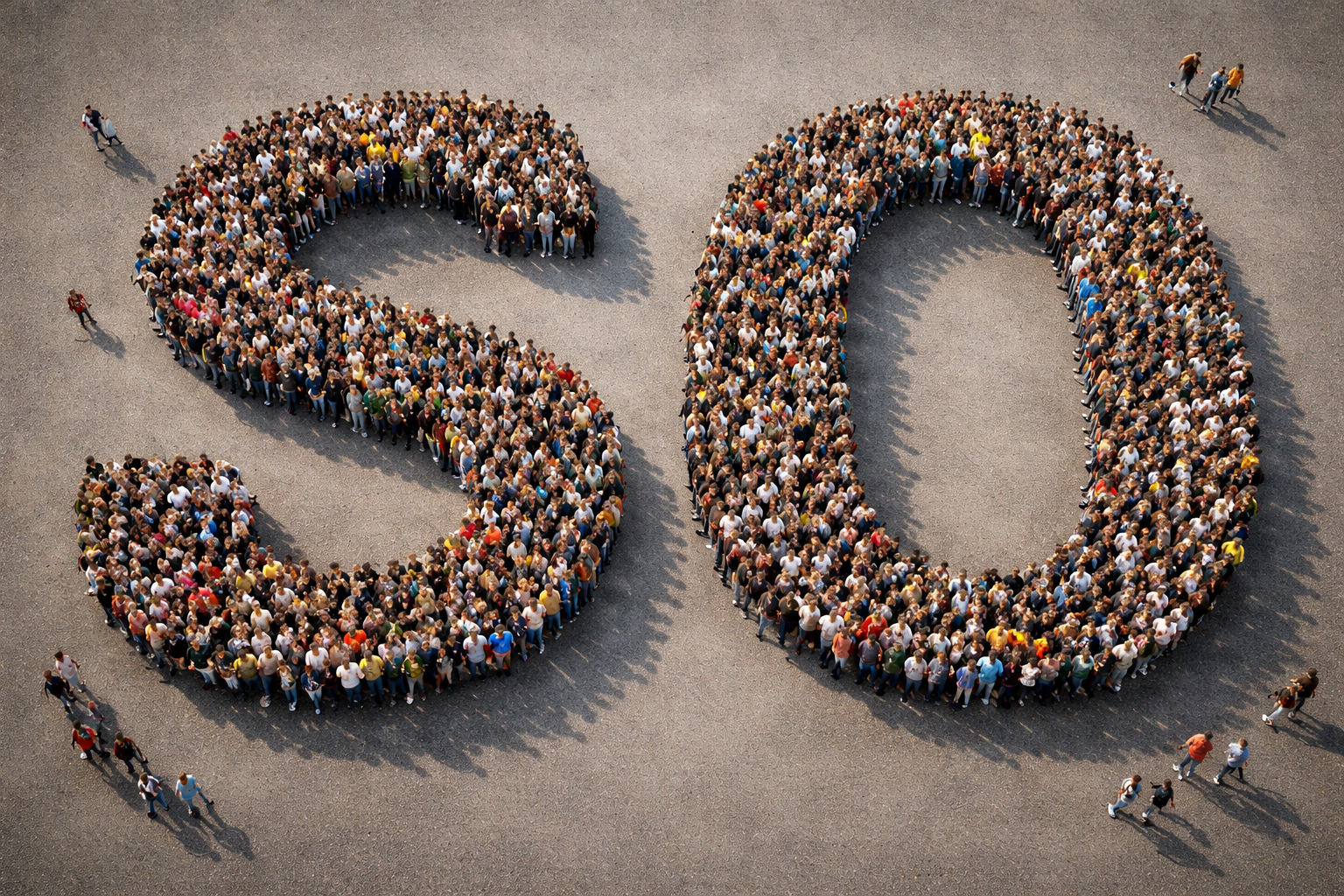 People spelling out the SO of SustainabilityOnline