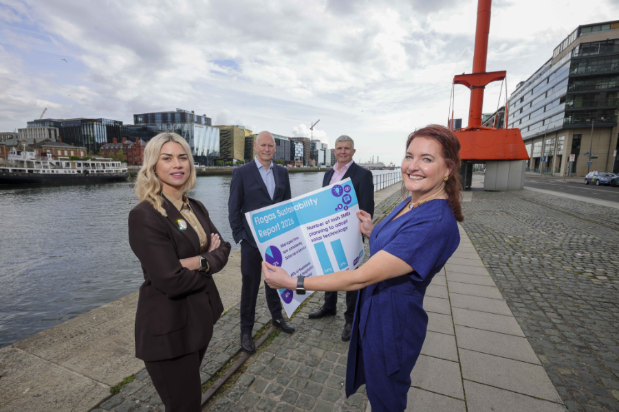 Pictured at the launch of the Flogas Sustainability Report 2026 in Dublin (L-R): Lisa Corrigan, marketing director at Flogas; John Rooney, managing director at Flogas; Ken O’Byrne, commercial director at Flogas; Mary Rossiter, and marketing manager at Flogas. Photographed by Chris Bellew, Fennell Photography.
